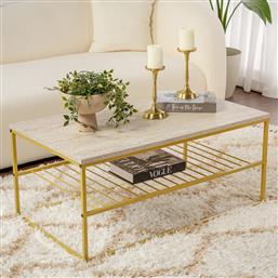 ΤΡΑΠΕΖΙ ΣΑΛΟΝΙΟΥ ASUDE - GOLD, TRAVERTINE 854KLN4751 (95X42X55) ΑΙΘΡΙΟ