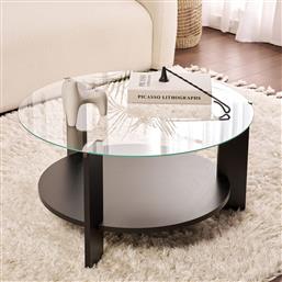 ΤΡΑΠΕΖΙ ΣΑΛΟΝΙΟΥ CLARA - WOOD BLACK, TRANSPARENT 668NRD1109 (75X40X75) ΑΙΘΡΙΟ