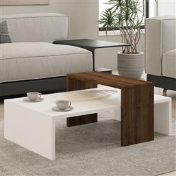 ΤΡΑΠΕΖΙ ΣΑΛΟΝΙΟΥ GLOW - WHITE, WALNUT 835PUQ2817 (80X31,8X50) ΑΙΘΡΙΟ