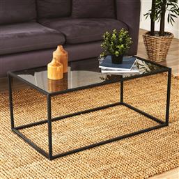 ΤΡΑΠΕΖΙ ΣΑΛΟΝΙΟΥ LIZBON - SMOKED GLASS 706CLN1157 (15X40X15) ΑΙΘΡΙΟ