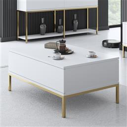 ΤΡΑΠΕΖΙ ΣΑΛΟΝΙΟΥ LORD - WHITE, GOLD 618BLY1202 (90X40X60) ΑΙΘΡΙΟ