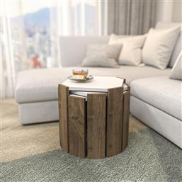 ΤΡΑΠΕΖΙ ΣΑΛΟΝΙΟΥ LORI - WHITE, WALNUT 875ZNA4629 (44,5X41X44,5) ΑΙΘΡΙΟ