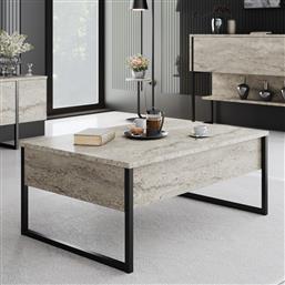 ΤΡΑΠΕΖΙ ΣΑΛΟΝΙΟΥ LUXE - TRAVERTINE, BLACK 618BLY1353 (90X40X60) ΑΙΘΡΙΟ