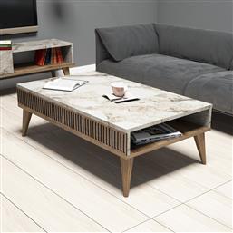 ΤΡΑΠΕΖΙ ΣΑΛΟΝΙΟΥ MILAN - WALNUT, WHITE MARBLE 845HCT2854 (105X34,6X60) ΑΙΘΡΙΟ