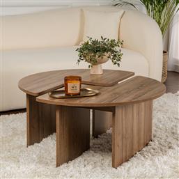 ΤΡΑΠΕΖΙ ΣΑΛΟΝΙΟΥ MOIRA - WALNUT 241NRD1329 (Φ90X41) ΑΙΘΡΙΟ