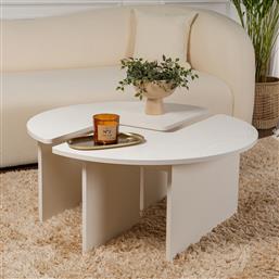 ΤΡΑΠΕΖΙ ΣΑΛΟΝΙΟΥ MOIRA - WOOD WHITE 241NRD1404 (Φ90X41) ΑΙΘΡΙΟ