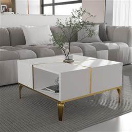 ΤΡΑΠΕΖΙ ΣΑΛΟΝΙΟΥ NIRVANA - WHITE, GOLD 505CRL1417 (71,8X43.8X71,8) ΑΙΘΡΙΟ