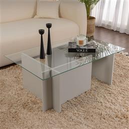 ΤΡΑΠΕΖΙ ΣΑΛΟΝΙΟΥ VETRINO - GREY 353NRD1107 (105X40X65) ΑΙΘΡΙΟ