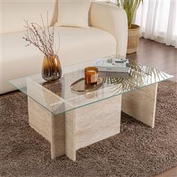 ΤΡΑΠΕΖΙ ΣΑΛΟΝΙΟΥ VETRINO - TRAVERTINE 353NRD1102 (105X40X65) ΑΙΘΡΙΟ