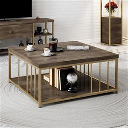 ΤΡΑΠΕΖΙ ΣΑΛΟΝΙΟΥ ZENN - WALNUT, GOLD 618BLY1135 (90X40X90) ΑΙΘΡΙΟ