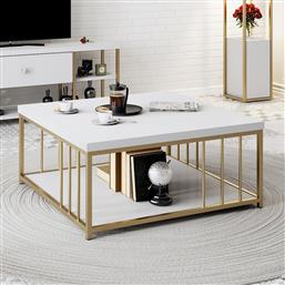 ΤΡΑΠΕΖΙ ΣΑΛΟΝΙΟΥ ZENN - WHITE, GOLD 618BLY1134 (90X40X39) ΑΙΘΡΙΟ