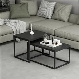 ΤΡΑΠΕΖΙ ΖΙΓΟΝ (2 ΤΕΜΑΧΙΑ) LEKA - BLACK 506MNR1232 (60X45X47) ΑΙΘΡΙΟ