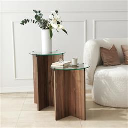 ΤΡΑΠΕΖΙ ΖΙΓΟΝ (2 ΤΕΜΑΧΙΑ) LILY - WALNUT 552NOS2246 (Φ40X45; Φ40X50) ΑΙΘΡΙΟ