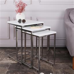 ΤΡΑΠΕΖΙ ΖΙΓΟΝ (3 ΤΕΜΑΧΙΑ) CE METAL ZIGON - 9406 974NMB1237 (41X46) ΑΙΘΡΙΟ