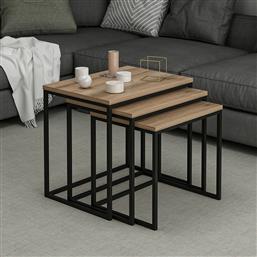 ΤΡΑΠΕΖΙ ΖΙΓΟΝ (3 ΤΕΜΑΧΙΑ) EVIA - WALNUT 506MNR1207 (55X50X40) ΑΙΘΡΙΟ