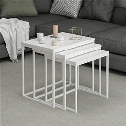 ΤΡΑΠΕΖΙ ΖΙΓΟΝ (3 ΤΕΜΑΧΙΑ) EVIA - WHITE 506MNR1206 (55X50X40) ΑΙΘΡΙΟ