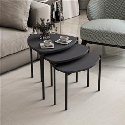 ΤΡΑΠΕΖΙ ΖΙΓΟΝ (3 ΤΕΜΑΧΙΑ) LENNY - ANTHRACITE 506MNR1223 (45X45X45) ΑΙΘΡΙΟ