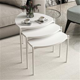 ΤΡΑΠΕΖΙ ΖΙΓΟΝ (3 ΤΕΜΑΧΙΑ) LENNY - WHITE 506MNR1222 (45X45X45) ΑΙΘΡΙΟ
