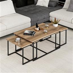ΤΡΑΠΕΖΙ ΖΙΓΟΝ (3 ΤΕΜΑΧΙΑ) LEVADA - WALNUT 506MNR1221 (90X42X60) ΑΙΘΡΙΟ