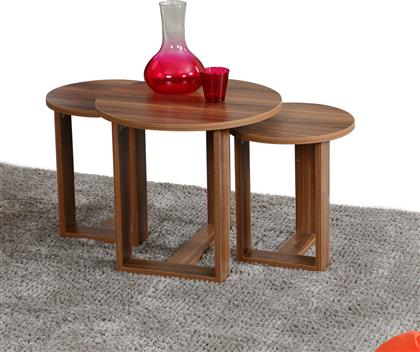 ΤΡΑΠΕΖΙ ΖΙΓΟΝ (3 ΤΕΜΑΧΙΑ) MIRA - WALNUT 801CMY2926 (52X47X52) ΑΙΘΡΙΟ