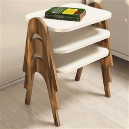 ΤΡΑΠΕΖΙ ΖΙΓΟΝ (3 ΤΕΜΑΧΙΑ) PARIS - WALNUT, CREAM 845HCT2822 (48,6X42X35,5) ΑΙΘΡΙΟ