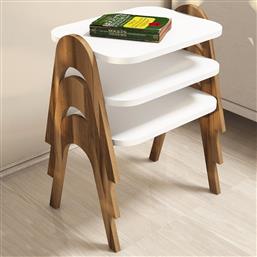 ΤΡΑΠΕΖΙ ΖΙΓΟΝ (3 ΤΕΜΑΧΙΑ) PARIS - WALNUT, WHITE 845HCT2820 (48,6X42X35,5) ΑΙΘΡΙΟ
