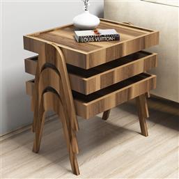 ΤΡΑΠΕΖΙ ΖΙΓΟΝ (3 ΤΕΜΑΧΙΑ) ROMA - WALNUT 845HCT2825 (53,6X64X40) ΑΙΘΡΙΟ