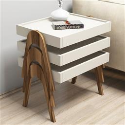 ΤΡΑΠΕΖΙ ΖΙΓΟΝ (3 ΤΕΜΑΧΙΑ) ROMA - WALNUT, CREAM 845HCT2826 (53,6X64X40) ΑΙΘΡΙΟ