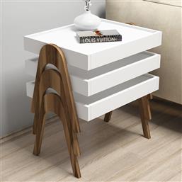 ΤΡΑΠΕΖΙ ΖΙΓΟΝ (3 ΤΕΜΑΧΙΑ) ROMA - WALNUT, WHITE 845HCT2824 (53,6X64X40) ΑΙΘΡΙΟ