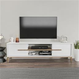ΒΑΣΗ ΤΗΛΕΟΡΑΣΗΣ ESLEM - WHITE, WALNUT 875ZNA4593 (120X43,6X29,6) ΑΙΘΡΙΟ