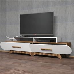 ΒΑΣΗ ΤΗΛΕΟΡΑΣΗΣ FLORA - WALNUT, WHITE 845HCT3030 (205X50X36,8) ΑΙΘΡΙΟ