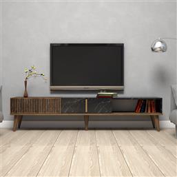 ΒΑΣΗ ΤΗΛΕΟΡΑΣΗΣ MILAN - WALNUT, BLACK 845HCT3093 (180X40X35) ΑΙΘΡΙΟ