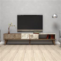 ΒΑΣΗ ΤΗΛΕΟΡΑΣΗΣ MILAN - WALNUT, WHITE MARBLE 845HCT3094 (180X40X35) ΑΙΘΡΙΟ