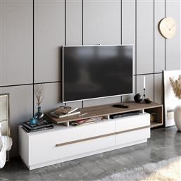 ΒΑΣΗ ΤΗΛΕΟΡΑΣΗΣ PIA - WALNUT, WHITE 788DEC4040 (180X46,4X38,9) ΑΙΘΡΙΟ