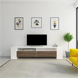 ΒΑΣΗ ΤΗΛΕΟΡΑΣΗΣ SOSRUKO - WHITE, WALNUT 875ZNA3034 (155X35X35) ΑΙΘΡΙΟ