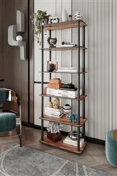 ΒΙΒΛΙΟΘΗΚΗ BOOKCASE 6 RECT - WALNUT 282PTR1111 60X173X30 CM ΑΙΘΡΙΟ