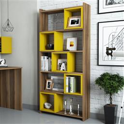 ΒΙΒΛΙΟΘΗΚΗ BOX - WALNUT, YELLOW 845HCT3604 80X170X22 CM ΑΙΘΡΙΟ