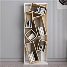 ΒΙΒΛΙΟΘΗΚΗ CARMEN - WHITE, OAK 875ZNA4609 63X153,6X24 CM ΑΙΘΡΙΟ