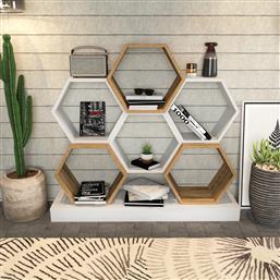 ΒΙΒΛΙΟΘΗΚΗ CICEK - WHITE, OAK 322RTC1102 120X109X29,5 CM ΑΙΘΡΙΟ