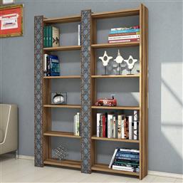 ΒΙΒΛΙΟΘΗΚΗ CITY 2 - WALNUT, CHALCEDONY 845HCT3614 124,6X170X24,2 CM ΑΙΘΡΙΟ