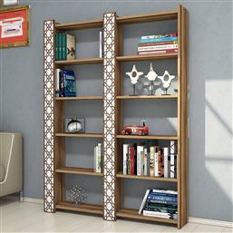 ΒΙΒΛΙΟΘΗΚΗ CITY 2 - WALNUT, WHITE 845HCT3612 124,6X170X24,2 CM ΑΙΘΡΙΟ