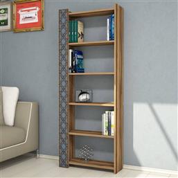 ΒΙΒΛΙΟΘΗΚΗ CITY - WALNUT, CHALCEDONY 845HCT3608 64,6X170X24,2 CM ΑΙΘΡΙΟ