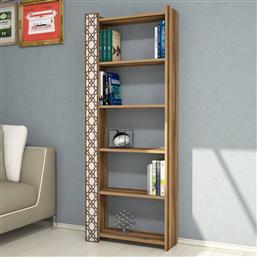 ΒΙΒΛΙΟΘΗΚΗ CITY - WALNUT, CREAM 845HCT3609 64,6X170X24,2 CM ΑΙΘΡΙΟ