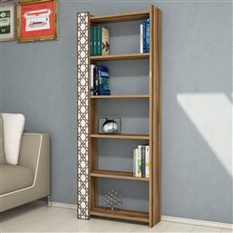 ΒΙΒΛΙΟΘΗΚΗ CITY - WALNUT, WHITE 845HCT3606 64,6X170X24,2 CM ΑΙΘΡΙΟ