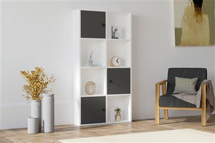 ΒΙΒΛΙΟΘΗΚΗ ENA - WHITE, ANTHRACITE 835PUQ3672 77,8X151,4X22 CM ΑΙΘΡΙΟ