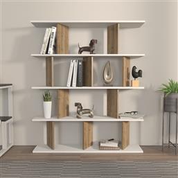 ΒΙΒΛΙΟΘΗΚΗ GRACE - WHITE, WALNUT 875ZNA4618 120X141X24,6 CM ΑΙΘΡΙΟ