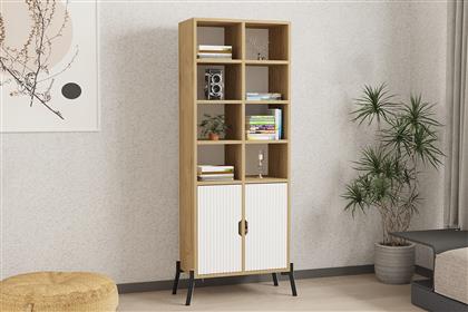 ΒΙΒΛΙΟΘΗΚΗ LIDO - SAPPHIRE OAK, WHITE 835PUQ5301 58,6X160X30 CM ΑΙΘΡΙΟ