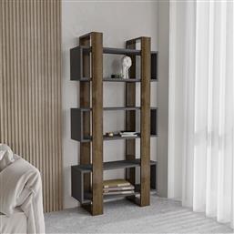 ΒΙΒΛΙΟΘΗΚΗ MILANO - WALNUT, ANTHRACITE 382NRC1311 80X160X28,6 CM ΑΙΘΡΙΟ