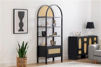 ΒΙΒΛΙΟΘΗΚΗ NALA 76 - BLACK 141HWR1153 76X185X40 CM ΑΙΘΡΙΟ