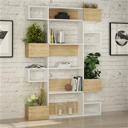 ΒΙΒΛΙΟΘΗΚΗ NIHO - WHITE, OAK 855DTE3721 120X171X27 CM ΑΙΘΡΙΟ